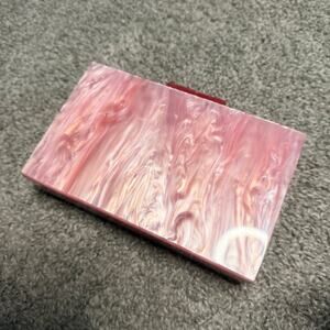 Pink Marbled Acrylic Box Clutch Purse Bag Prom Formal